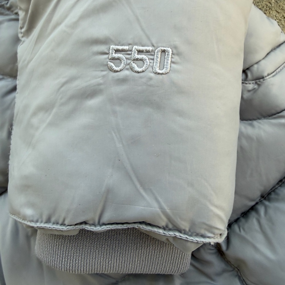 The North Face Women Size Large Quilted Puffer Down 550 Jacket Hood Soft Gray - Picture 10 of 12